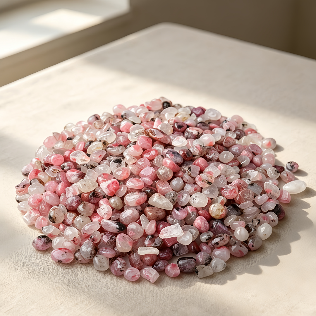 Planted Aquarium With Gravel - Natural Pink Rhodonite Crystal Chips Irregular