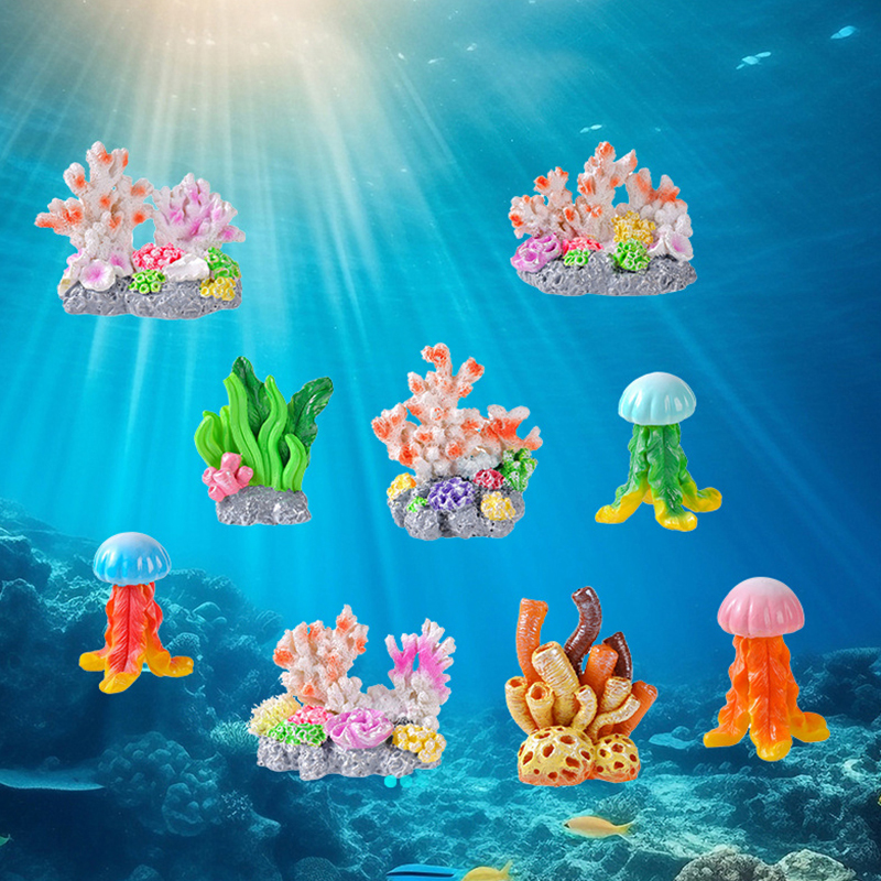 Mini Resin Fish Tank Accessori - Planted Aquarium With Rocks 评论和价格
