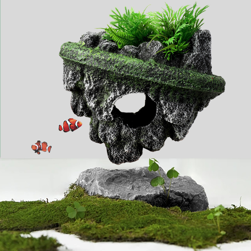Suspended Island Fish Tank Dec - Planted Aquarium With Rocks 评论和价格