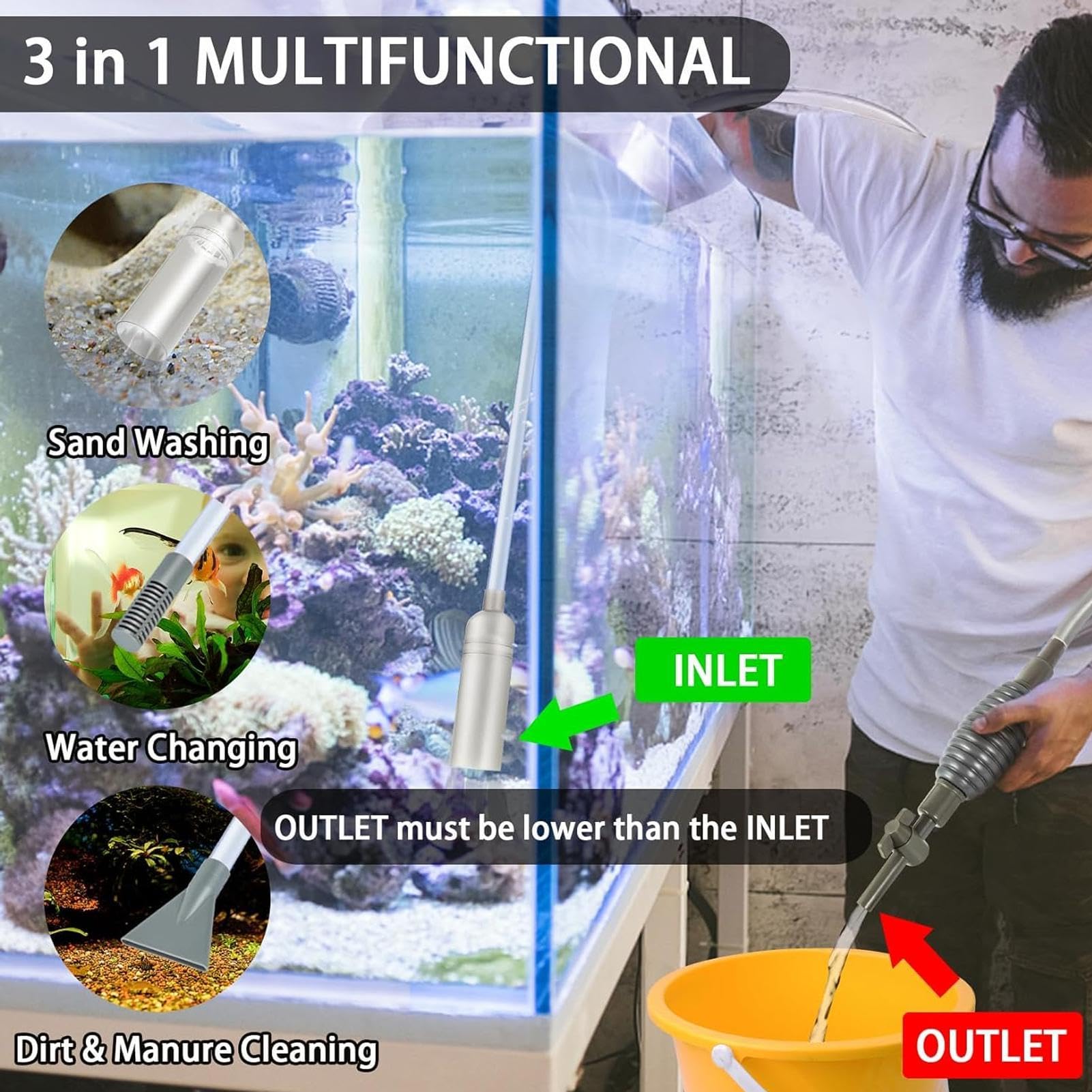 Fish Tank Aquarium Siphon Vacu - Planted Aquarium Maintenance Kit 评论和价格